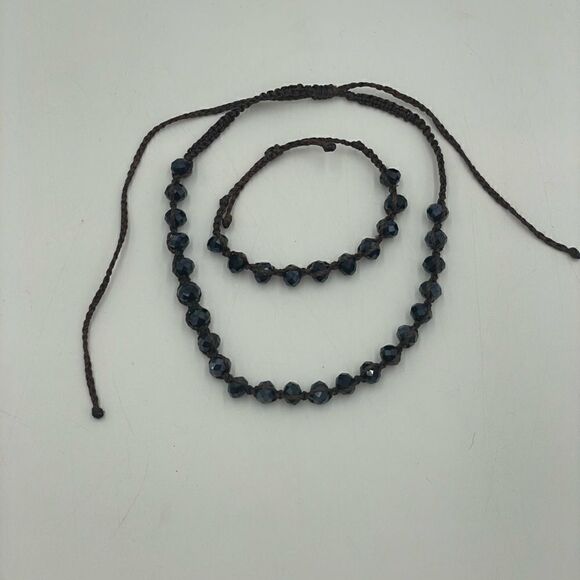 New Handmade Glass Bead Bracelet and Choker Necklace Set - Picture 1 of 9